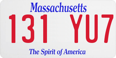 MA license plate 131YU7