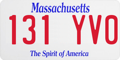 MA license plate 131YV0