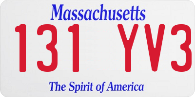 MA license plate 131YV3