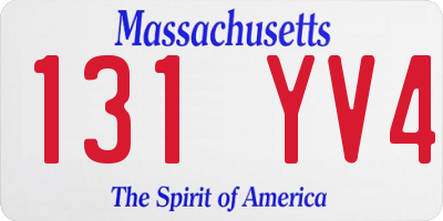 MA license plate 131YV4