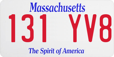 MA license plate 131YV8
