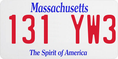 MA license plate 131YW3