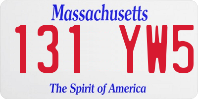MA license plate 131YW5