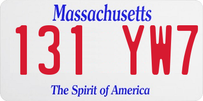 MA license plate 131YW7