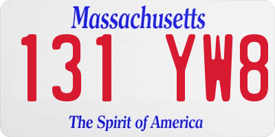 MA license plate 131YW8