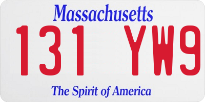 MA license plate 131YW9