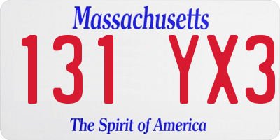 MA license plate 131YX3