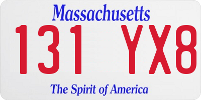 MA license plate 131YX8