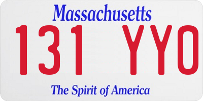 MA license plate 131YY0