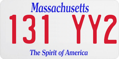 MA license plate 131YY2