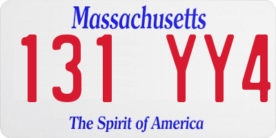 MA license plate 131YY4