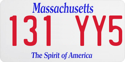 MA license plate 131YY5