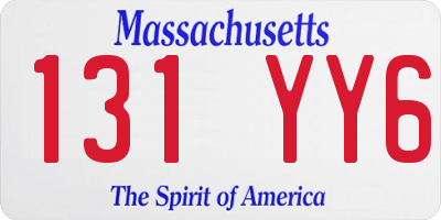 MA license plate 131YY6