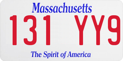 MA license plate 131YY9