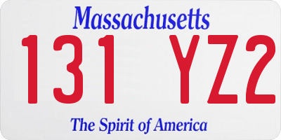 MA license plate 131YZ2