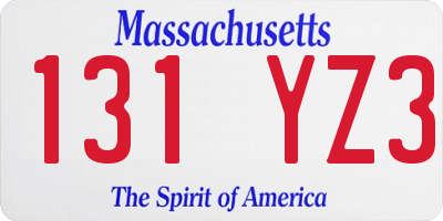 MA license plate 131YZ3