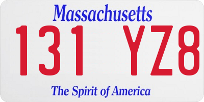 MA license plate 131YZ8