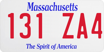 MA license plate 131ZA4