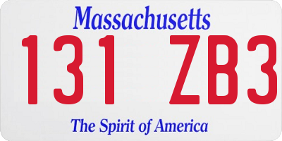 MA license plate 131ZB3