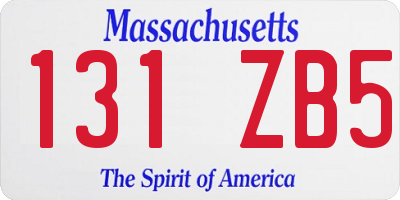 MA license plate 131ZB5