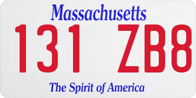 MA license plate 131ZB8
