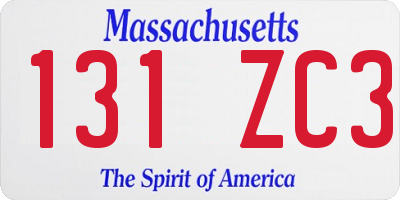 MA license plate 131ZC3