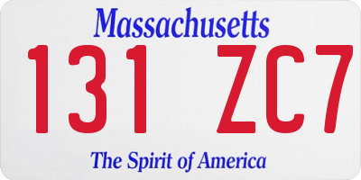 MA license plate 131ZC7