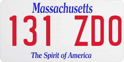 MA license plate 131ZD0