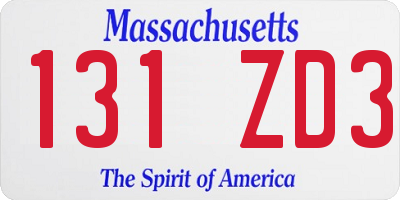 MA license plate 131ZD3