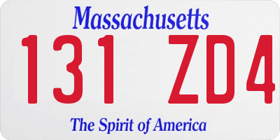 MA license plate 131ZD4