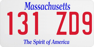 MA license plate 131ZD9