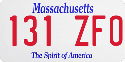 MA license plate 131ZF0