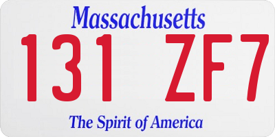 MA license plate 131ZF7