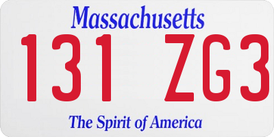MA license plate 131ZG3