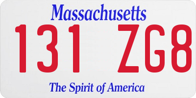 MA license plate 131ZG8