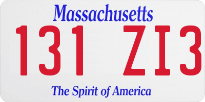 MA license plate 131ZI3