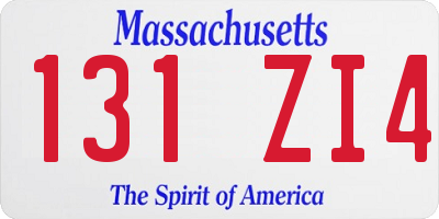 MA license plate 131ZI4