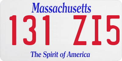 MA license plate 131ZI5