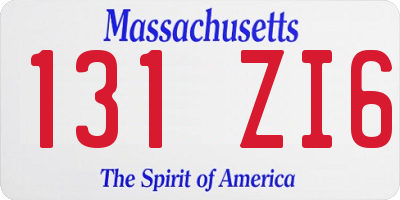 MA license plate 131ZI6