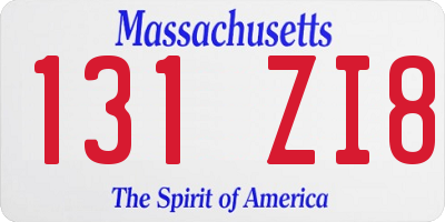 MA license plate 131ZI8
