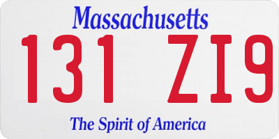 MA license plate 131ZI9