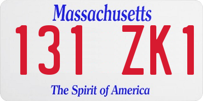MA license plate 131ZK1