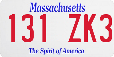 MA license plate 131ZK3