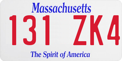 MA license plate 131ZK4