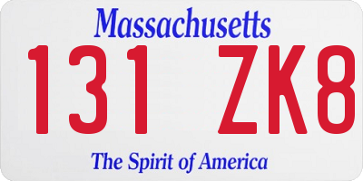 MA license plate 131ZK8