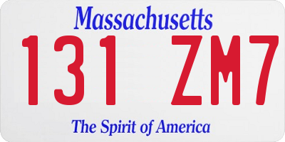 MA license plate 131ZM7