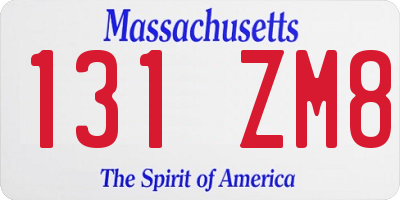 MA license plate 131ZM8