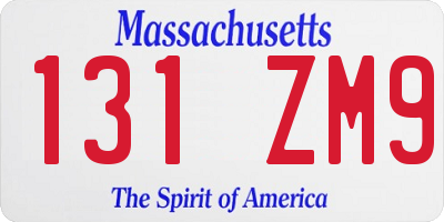 MA license plate 131ZM9