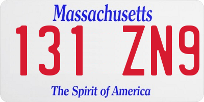 MA license plate 131ZN9