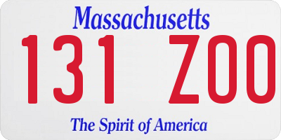 MA license plate 131ZO0